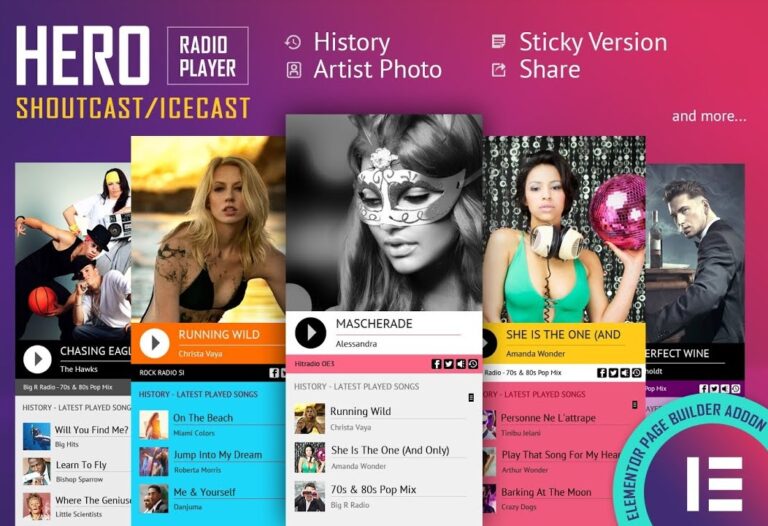 Hero Shoutcast Icecast Radio Player With History